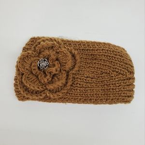 Alaska Chicks Gold Brown Flower with Button Adjustable Headband